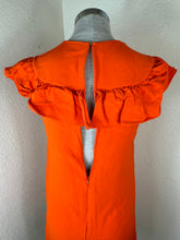 Load image into Gallery viewer, Miu Miu 2015 Vibrant Orange Ruffle Shift Mini Dress Size IT 38 US XS S 0 2 4
