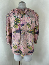 Load image into Gallery viewer, Zadig &amp; Voltaire Toni Print Lurex Silk Blouse - Size Small Pink Shimmer 4 6
