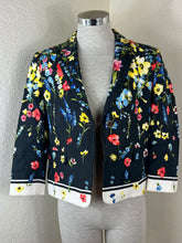 Load image into Gallery viewer, Escada Beni Floral Print Matelasse One-Button Jacket Blazer Black Size Small 38 4 6
