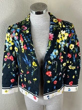 Load image into Gallery viewer, Escada Beni Floral Print Matelasse One-Button Jacket Blazer Black Size Small 38 4 6
