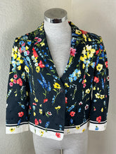Load image into Gallery viewer, Escada Beni Floral Print Matelasse One-Button Jacket Blazer Black Size Small 38 4 6
