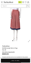 Load image into Gallery viewer, VALENTINO Optical Print Red V-Print Pleated Silk Twill V Pattern Logo Maxi Skirt 40 6 7 8
