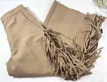 Load image into Gallery viewer, MSGM Beige Double Crepe Cady Fringe Wide Leg Trousers Pants in Italy Size S M 6
