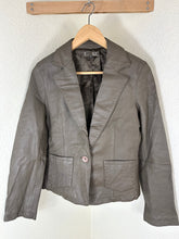 Load image into Gallery viewer, A.T Atsuro Tayama Leather Blazer Jacket Womens 38 Taupe Gray Genuine Sheepskin xs Small 0 2 4

