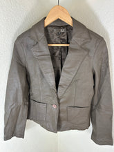 Load image into Gallery viewer, A.T Atsuro Tayama Leather Blazer Jacket Womens 38 Taupe Gray Genuine Sheepskin xs Small 0 2 4

