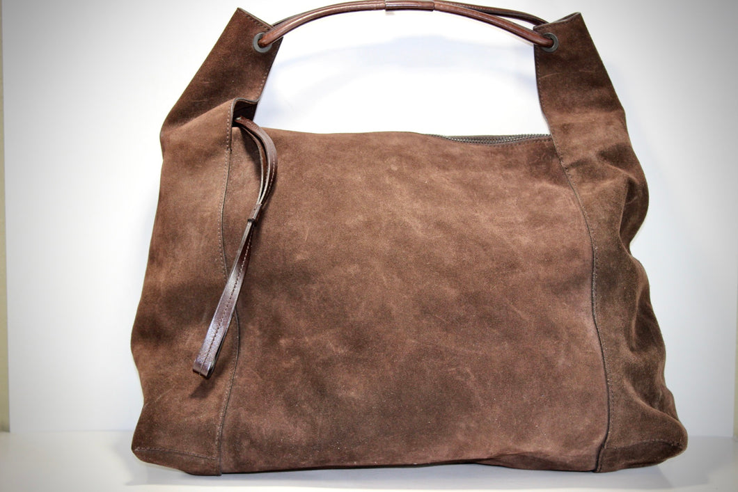 GUCCI Brown Suede Large Tote Bag Shoulder Bag Italy