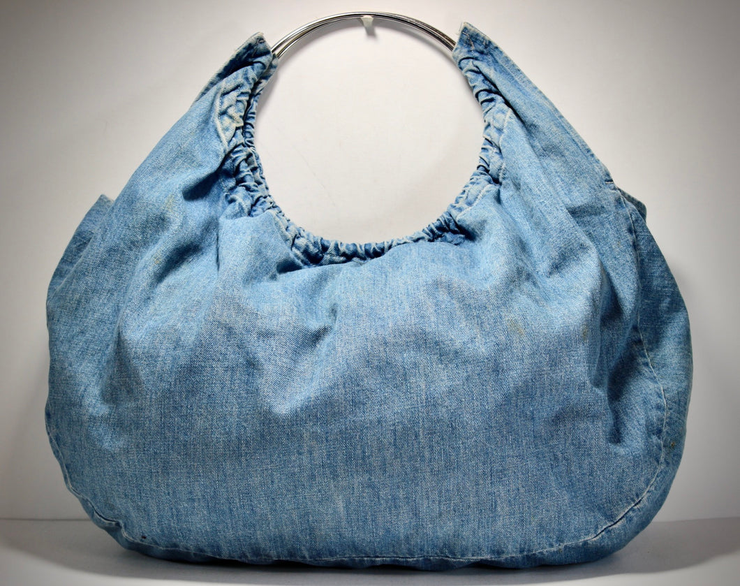 MARTIN MARGIELA Large Blue Denim Tote Bag Handbag Metal Handle Italy