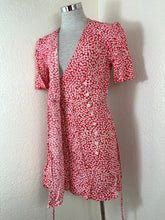 Load image into Gallery viewer, Rouje Paris Gabin Wrap Midi Dress Red Floral Ditsy Button Up Size FR 40 US Small M 6 8
