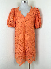 Load image into Gallery viewer, ERMANNO FIRENZE Orange Floral Macrame Lace Puff Sleeve Dress Italy Small 40 US 4
