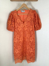 Load image into Gallery viewer, ERMANNO FIRENZE Orange Floral Macrame Lace Puff Sleeve Dress Italy Small 40 US 4
