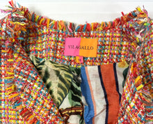 Load image into Gallery viewer, Vilagallo Multicolor Tweed Fringe Jacket Euro 38 US 6 Metallic Boucle Tropical
