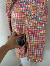 Load image into Gallery viewer, Vilagallo Multicolor Tweed Fringe Jacket Euro 38 US 6 Metallic Boucle Tropical
