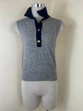 Load image into Gallery viewer, GANNI Cashmere Mix Sleeveless Polo Knit Vest Frost Gray Pink Size S XS 0 2 4 Butterfly
