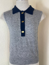 Load image into Gallery viewer, GANNI Cashmere Mix Sleeveless Polo Knit Vest Frost Gray Pink Size S XS 0 2 4 Butterfly
