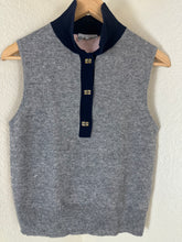 Load image into Gallery viewer, GANNI Cashmere Mix Sleeveless Polo Knit Vest Frost Gray Pink Size S XS 0 2 4 Butterfly
