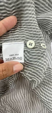 Load image into Gallery viewer, Dries Van Noten 100% Silk Sheer Striped Button Up Shirt Size 46 Gray White Luxury Women Large Men Small
