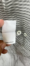 Load image into Gallery viewer, Dries Van Noten 100% Silk Sheer Striped Button Up Shirt Size 46 Gray White Luxury Women Large Men Small
