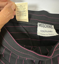 Load image into Gallery viewer, Vintage Moschino Couture Asymmetrical Pinstripe Wool Skirt Pink Black IT 42 US 8 7 S M
