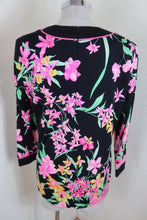 Load image into Gallery viewer, Vintage NWT LEONARD Paris Jersey Mikado Silk Floral Black Long SLeeve Top Blouse Small 3 4 6
