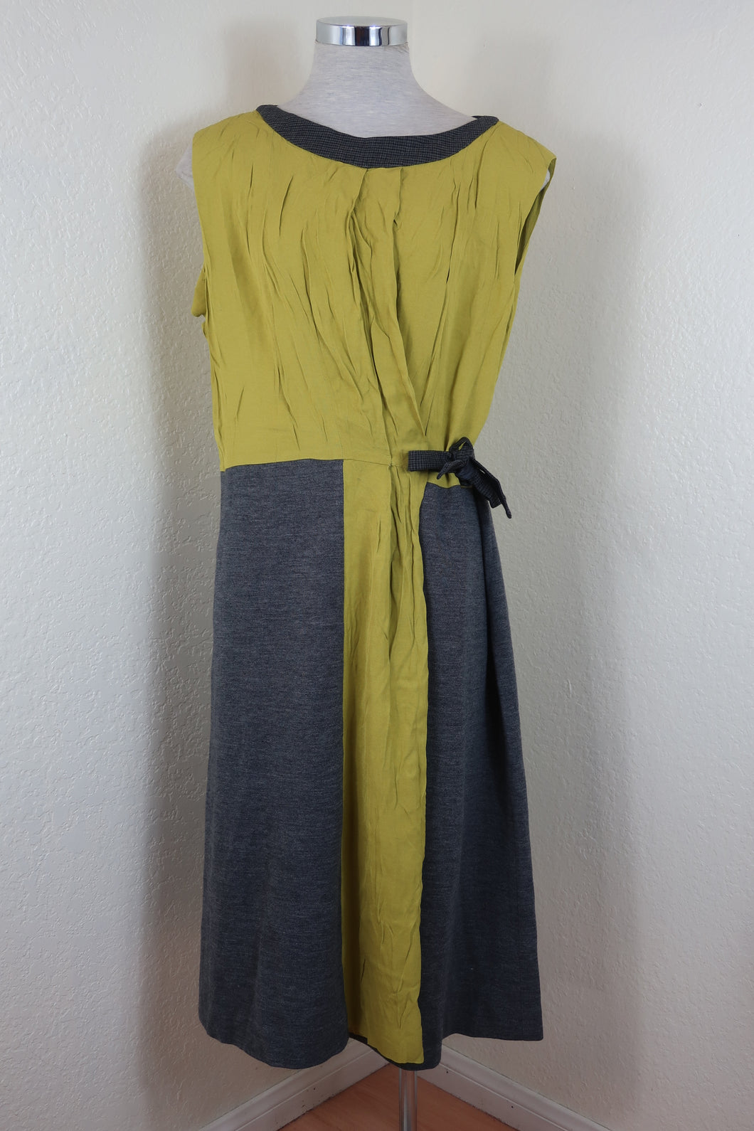 ANTONIO MARRAS Green Grey Casual Sleeveless Rayon Wool Dress Large XL 46