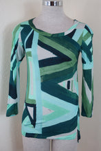Load image into Gallery viewer, Vintage EMILIO PUCCI Green Geometric 3/4 Sleeves Cotton Thin Top Shirt Small 40 2 4 6
