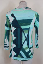 Load image into Gallery viewer, Vintage EMILIO PUCCI Green Geometric 3/4 Sleeves Cotton Thin Top Shirt Small 40 2 4 6
