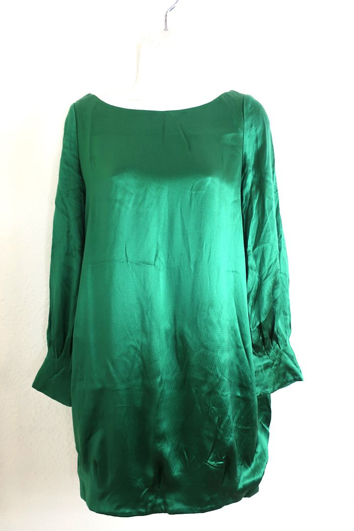 ALEXANDER MCQUEEN Green LongSleeve Silk Zip Dress Small 38 4 5 6