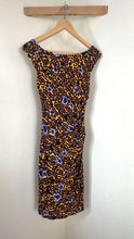 Load and play video in Gallery viewer, Versace Collection Leopard Floral Ruched Sheath Dress IT 40 US 4 Form Fitting Small
