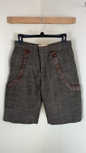 Load and play video in Gallery viewer, Vintage MARNI Archive Luxury Cashmere Leather-Trim Herringbone Shorts IT 38 US XS Small 2 4
