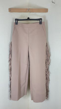 Load and play video in Gallery viewer, MSGM Beige Double Crepe Cady Fringe Wide Leg Trousers Pants in Italy Size S M 6
