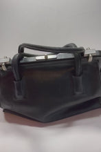 Load and play video in Gallery viewer, Vintage PRADA Black Leather Metal Frame Dr Bag Cerniera Double Handle Handbag Italy

