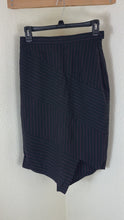 Load and play video in Gallery viewer, Vintage Moschino Couture Asymmetrical Pinstripe Wool Skirt Pink Black IT 42 US 8 7 S M
