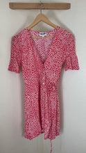 Load and play video in Gallery viewer, Rouje Paris Gabin Wrap Midi Dress Red Floral Ditsy Button Up Size FR 40 US Small M 6 8
