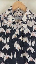 Load and play video in Gallery viewer, Valentino Garavani Silk Snowdrop Floral Print Blouse Black Ivory IT 44 US M 7 8

