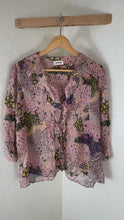 Load and play video in Gallery viewer, Zadig &amp; Voltaire Toni Print Lurex Silk Blouse - Size Small Pink Shimmer 4 6
