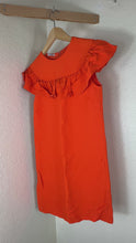 Load and play video in Gallery viewer, Miu Miu 2015 Vibrant Orange Ruffle Shift Mini Dress Size IT 38 US XS S 0 2 4
