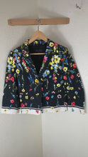 Load and play video in Gallery viewer, Escada Beni Floral Print Matelasse One-Button Jacket Blazer Black Size Small 38 4 6
