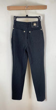 Load and play video in Gallery viewer, Vintage Versace Jeans Couture Black Pinstripe Trousers Pants Medusa Italy 28 42 Small
