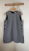 Load and play video in Gallery viewer, Christian Dior Black White Gingham Check Wool Silk Pinafore A-Line Mini Dress small 2 4
