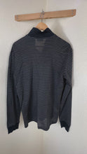 Load and play video in Gallery viewer, Dior Homme Men's Size 50 Striped Long-Sleeve Knit Polo Shirt Bee Logo Gray Black
