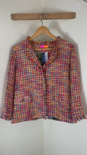 Load and play video in Gallery viewer, Vilagallo Multicolor Tweed Fringe Jacket Euro 38 US 6 Metallic Boucle Tropical
