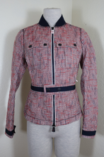 Load image into Gallery viewer, MONCLER Grenoble Red Blue Houndstooth Bomber Zip Belted Jacket Small XS 0 1 2
