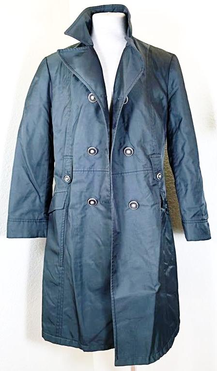 Vintage Gianni VERSACE Versus Greyish Green Nylon Trench Coat Jacket M 28 42 7 8 9