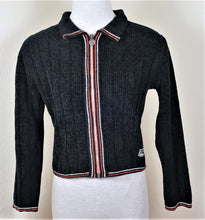 Load image into Gallery viewer, Vintage GIANNI VERSACE Couture Black Zip Cropped Medusa Acrylic Jacket Sweater Sz 3 4 Small
