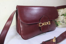 Load image into Gallery viewer, Vintage CELINE Burgundy Calf Skin Leather Box Sling SHoulder Bag

