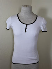 Load image into Gallery viewer, CHANEL White Knitted Short Sleeves Cotton Top Blouse Shirt CrewNeck Small Sz. 34 2 3 4
