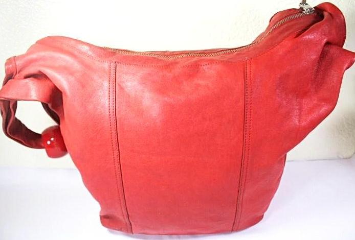 Vintage See by CHLOE Lipstick Red Leather Large Hobo Shoulder Bag