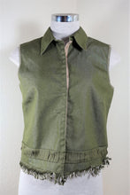 Load image into Gallery viewer, NWT New ALBERTA FERRETTI Green Fringes Button Cotton Vest Top Blazer Small 38 4 5 6
