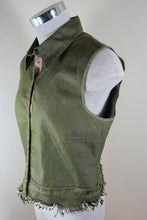 Load image into Gallery viewer, NWT New ALBERTA FERRETTI Green Fringes Button Cotton Vest Top Blazer Small 38 4 5 6
