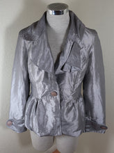 Load image into Gallery viewer, CHLOE Shimmery Silver Collared Button Top Blazer Blouse Jacket Small 4 5 6
